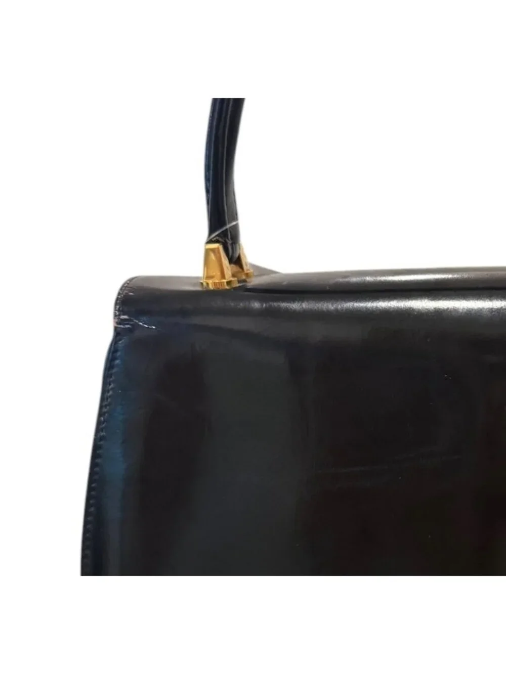 Gucci Black Patent Leather Top Handle Bag RARE VINTAGE